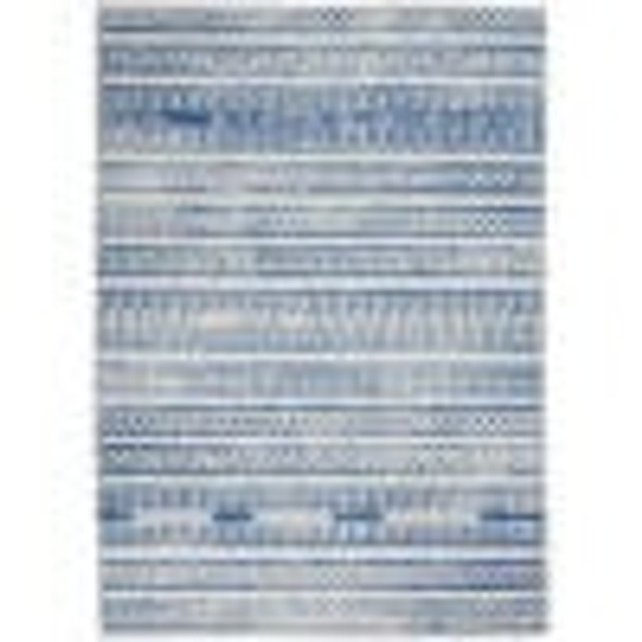 6 x 9 Ivory and Blue Distressed Area Rug