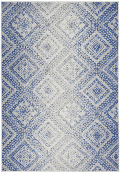 4x6 Ivory and Blue Lattice Area Rug