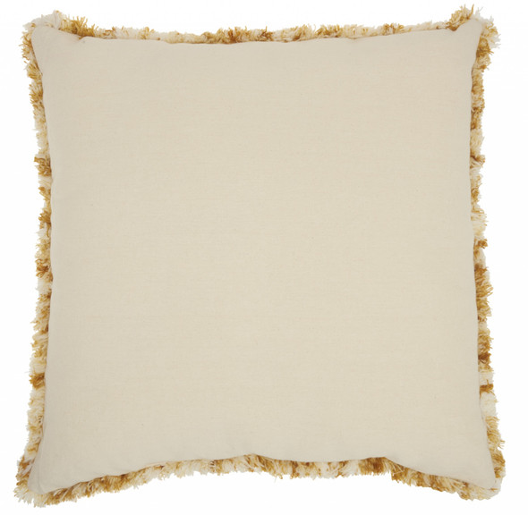 Soft Shaggy Yellow and White Spotted Throw Pillow