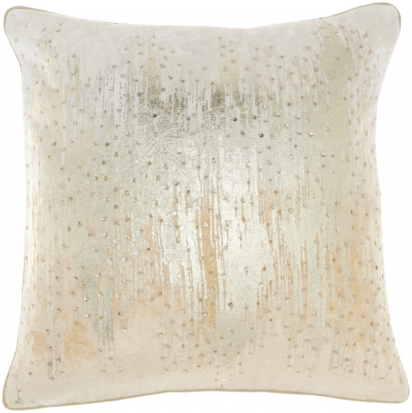 Cream Sequined Ombre Throw Pillow