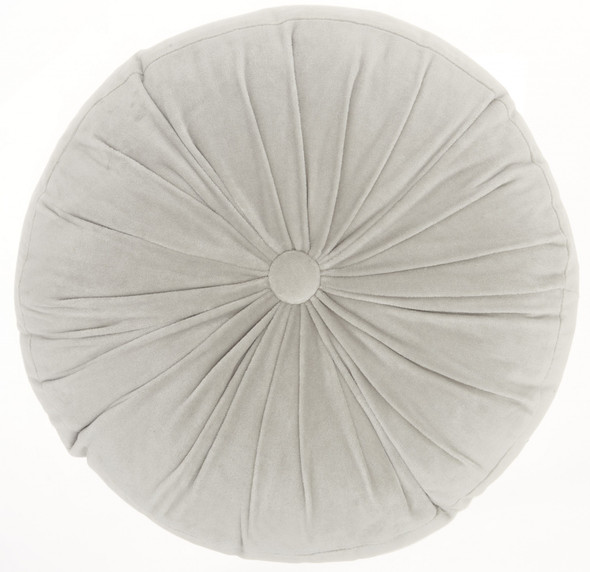 Light Gray Tufted Round Throw Pillow