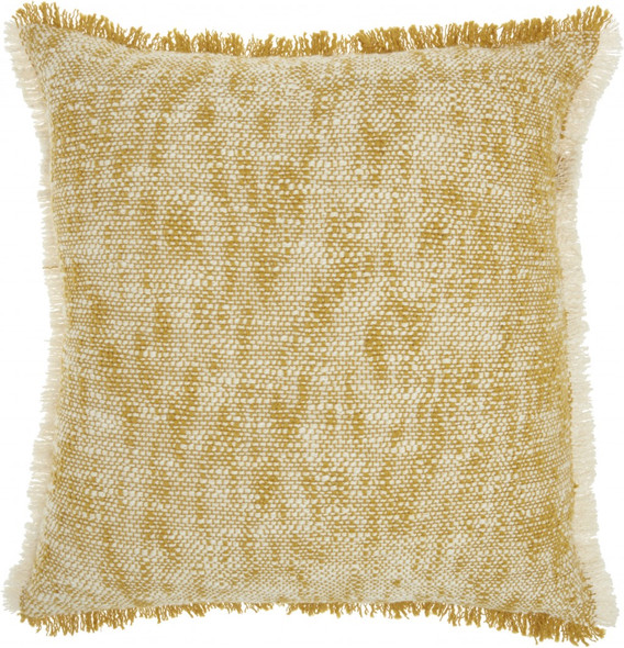 Mustard and Ivory Abstract Pattern Throw Pillow