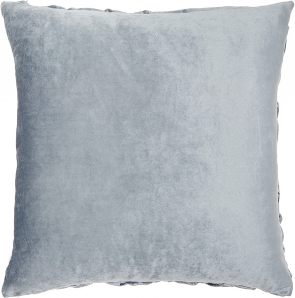 Powder Blue Pleated Velvet Throw Pillow