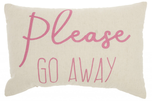 Please Go Away Pink Lumbar Throw Pillow
