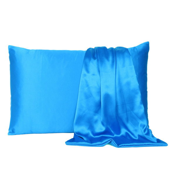 Blue Dreamy Set of 2 Silky Satin Queen Pillowcases