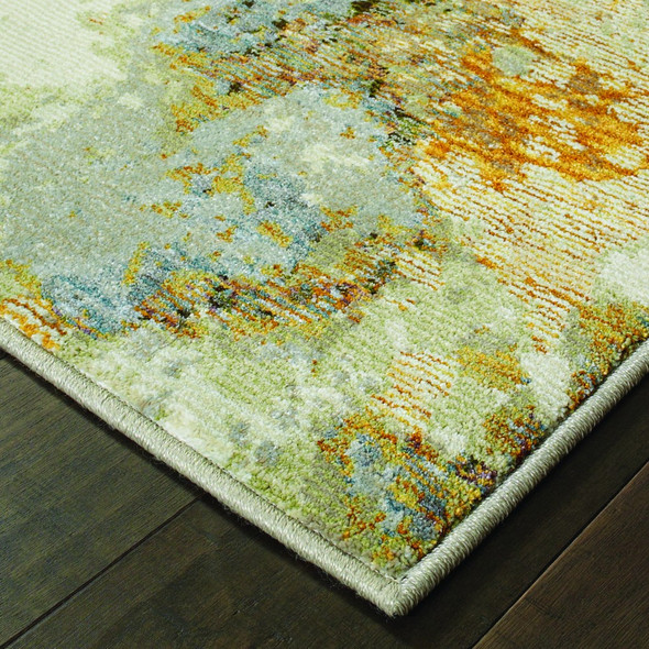 5 x 7 Modern Abstract Gold and Beige Indoor Area Rug