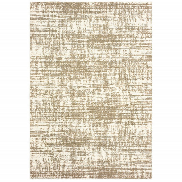 10x13 Ivory and Gray Abstract Strokes Area Rug