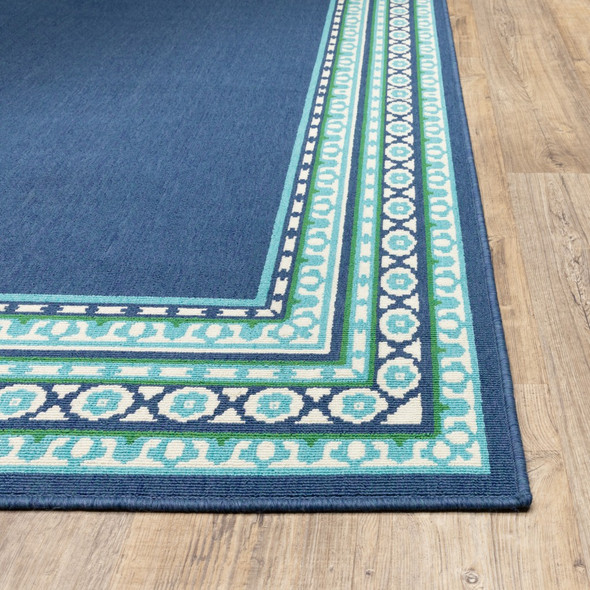 2x3 Navy and Green Geometric Indoor Outdoor Scatter Rug