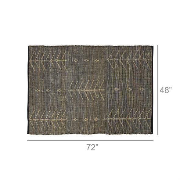 4 x 6 Black Distressed Tribal Area Rug