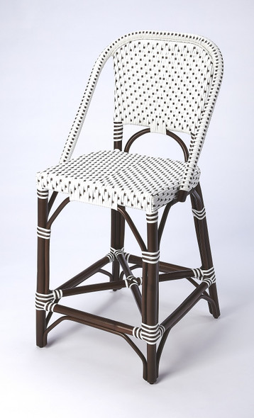 White and Chocolate Rattan Counter Stool