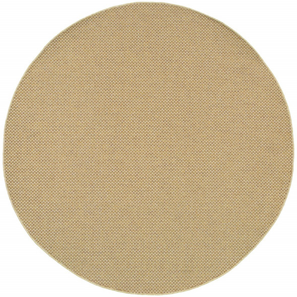 8 Round Solid Sand Beige Indoor Outdoor Area Rug