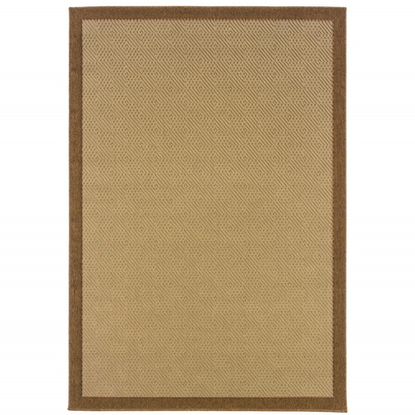 7x11 Beige and Brown Plain Indoor Outdoor Area Rug