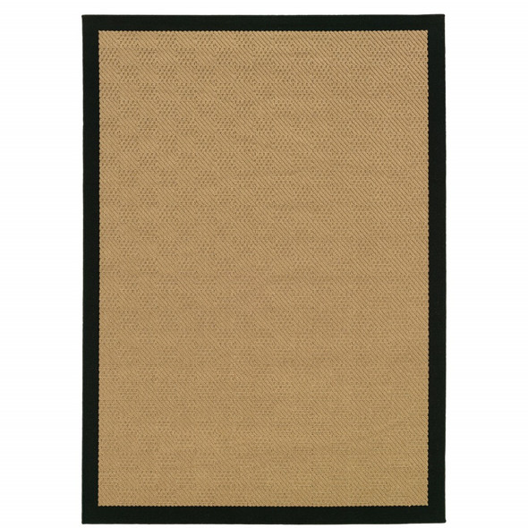 3x5 Beige and Black Plain Indoor Outdoor Area Rug