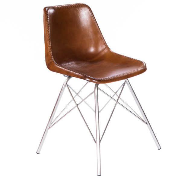 Light Brown Leather Side Chair