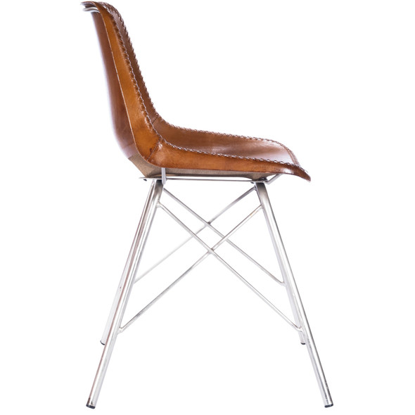 Light Brown Leather Side Chair