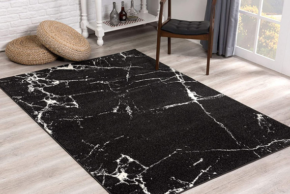 4 x 6 Black and White Abstract Breakage Area Rug