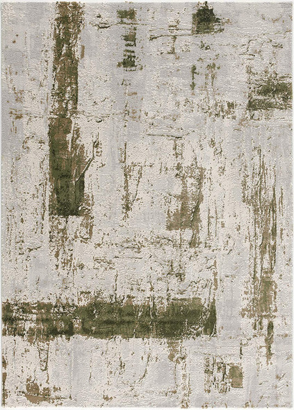 3 x 5 Green and Ivory Distressed Area Rug