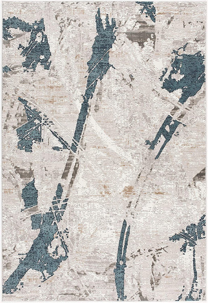 8 x 11 Navy and Ivory Abstract Distressed Area Rug
