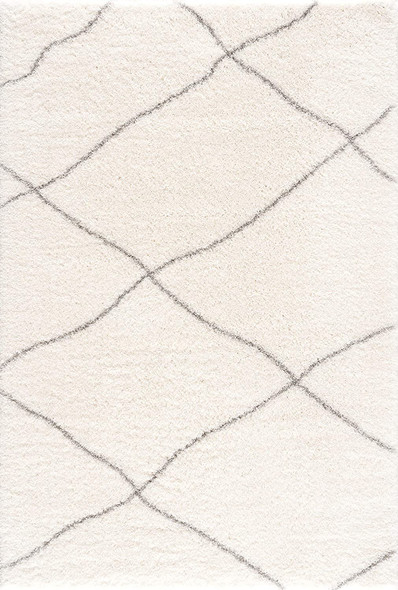 3 x 5 Ivory Modern Uneven Lattice Area Rug