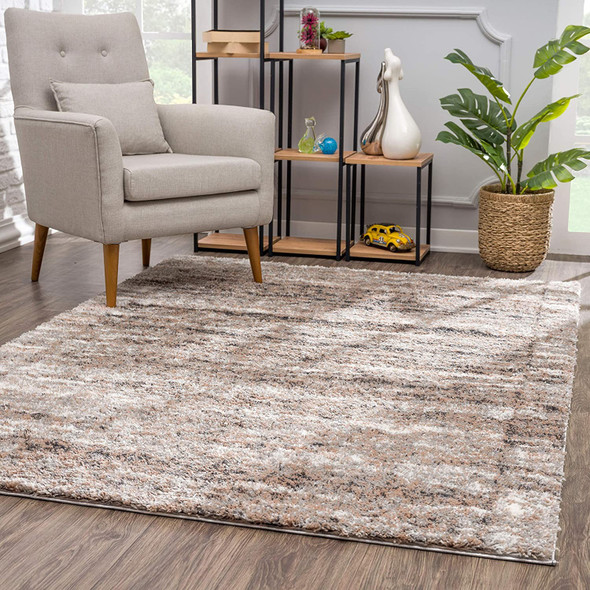 4 x 6 Ivory and Brown Retro Mod Area Rug