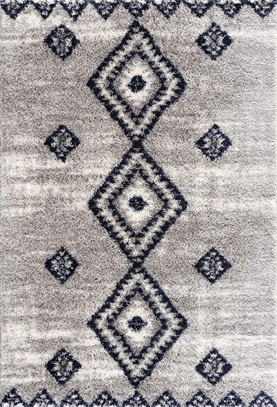 5 x 8 Gray and Navy Boho Chic Area Rug