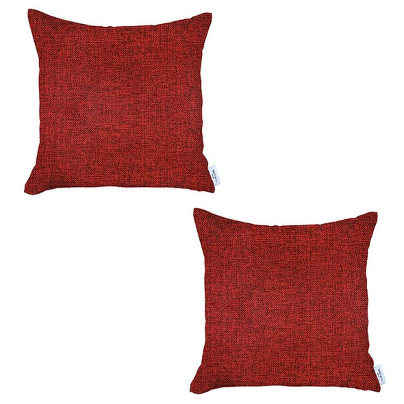 Set of 2 Red Textured Pillow Covers