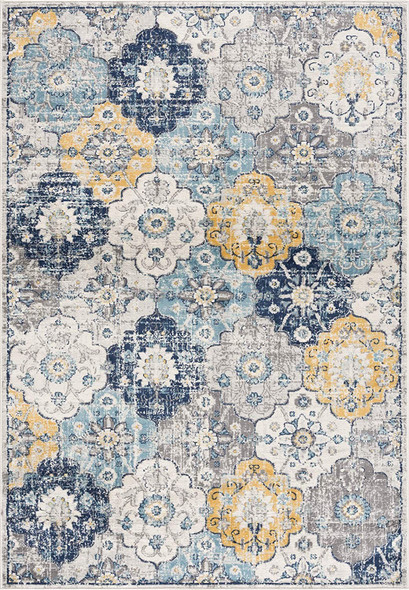 2 x 4 Blue Distressed Floral Area Rug