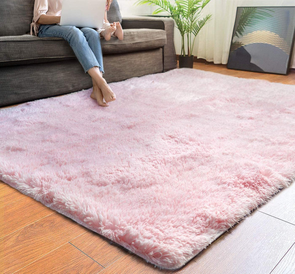 4 x 5 Pink Solid Modern Area Rug