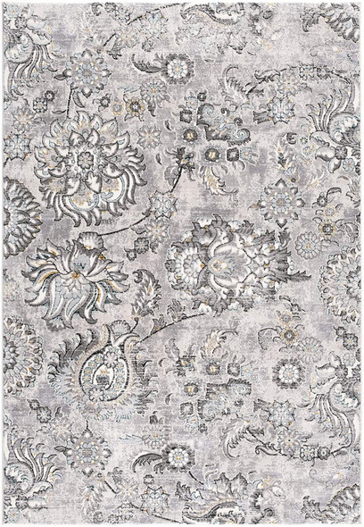 8 x 11 Gray Modern Jacobean Floral Area Rug