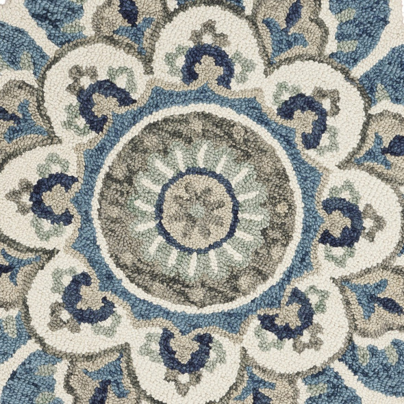 6 Round Blue Modern Floral Area Rug