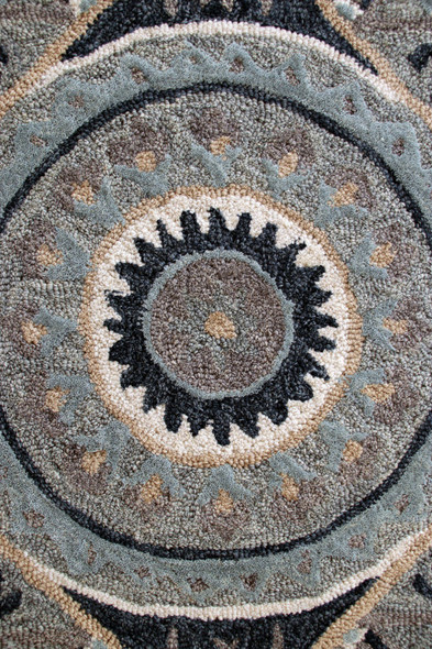 3 Round Gray Geometric Medallion Area Rug