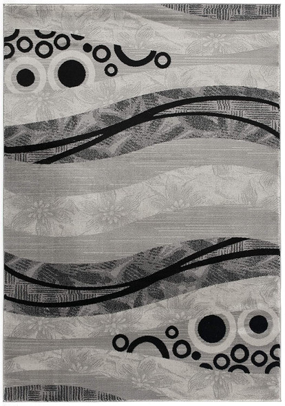 2 x 4 Gray and Black Abstract Waves Area Rug