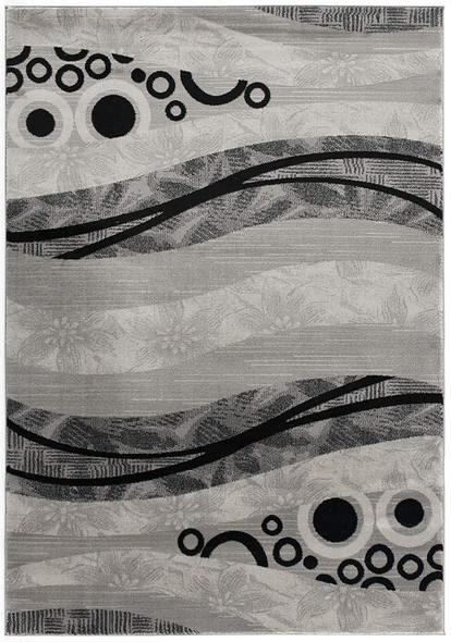 5 x 8 Gray and Black Abstract Waves Area Rug