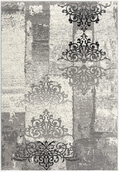 5 x 8 Gray Faded Filigree Pattern Area Rug