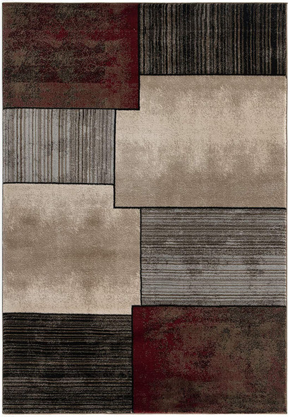 5 x 8 Brown Overlapped Blocks Area Rug