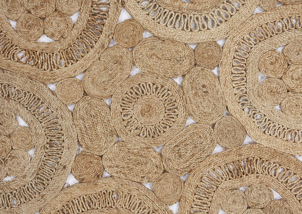 6 Tan Floral Rings Jute Area Rug