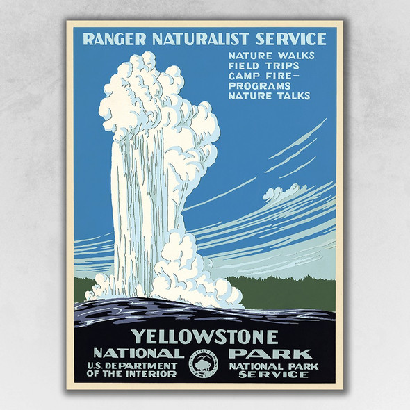 8.5" x 11" Yellowstone National Park c1938 Vintage Travel Poster Wall Art