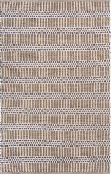 8 x 10 Tan and Gray Detailed Stripes Area Rug