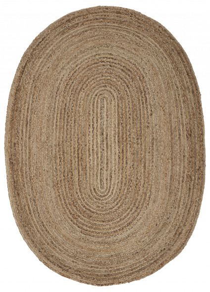 9 Brown Oval Shaped Jute Area Rug