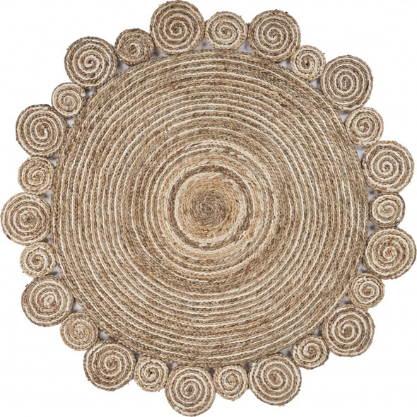 8 Round Natural Coiled Area Rug