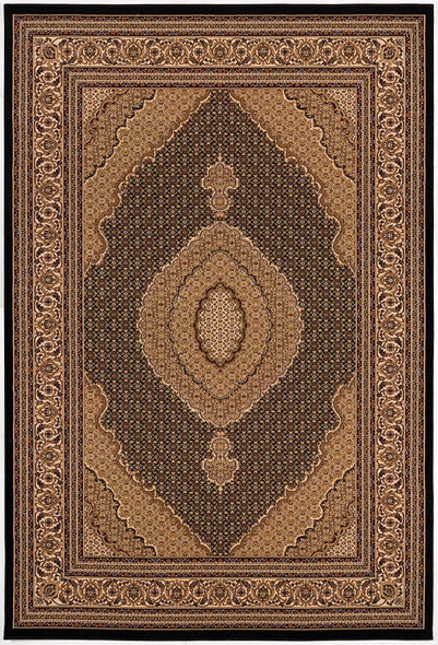 8 x 11 Black and Beige Medallion Area Rug