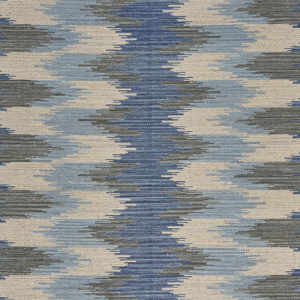 3 x 4 Blue and Cream Ikat Pattern Area Rug