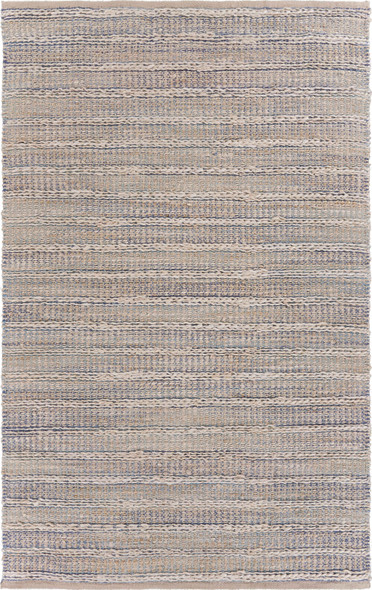 5 x 8 Blue and Cream Braided Jute Area Rug