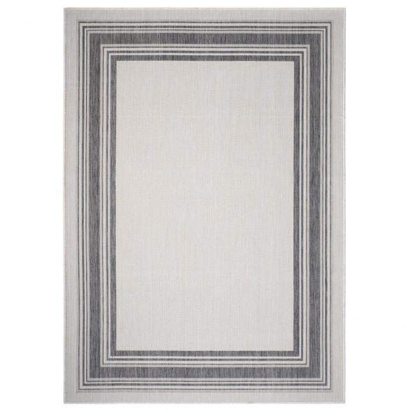 5 x 7 Gray Framed Indoor Outdoor Area Rug