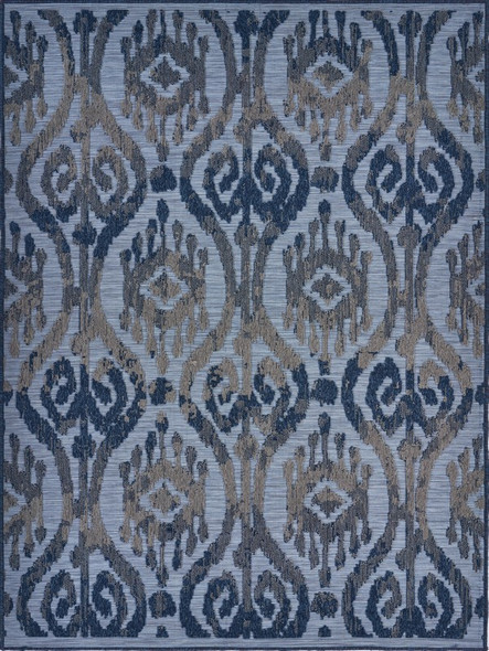 5 x 7 Blue Ogee Pattern Indoor Outdoor Area Rug