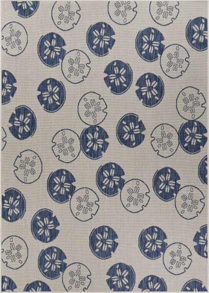 5 x 7 Navy Sand Dollars Indoor Outdoor Area Rug