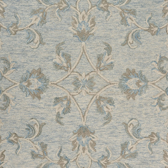 7 x 9 Blue and Cream Filigree Area Rug