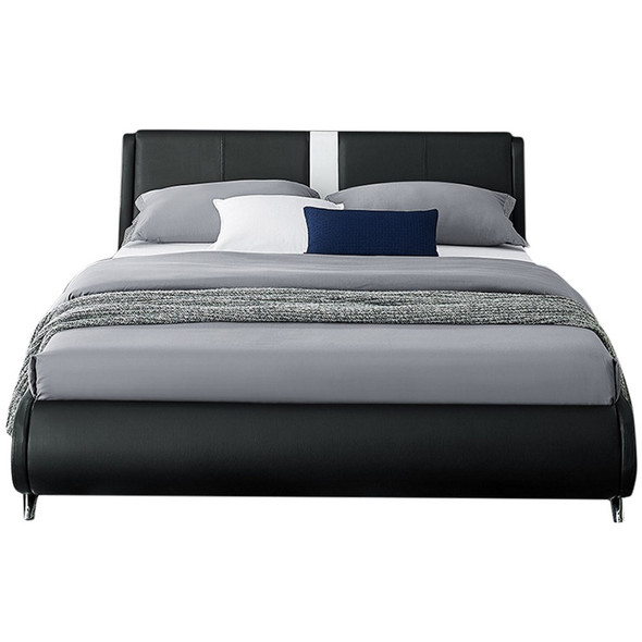 Black Platform King Bed with Two Nightstands