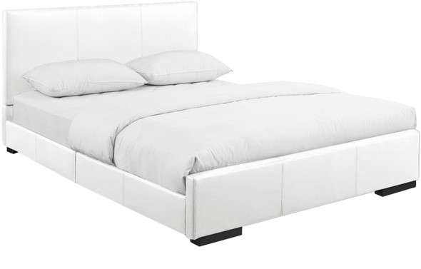 White Upholstered Full Platform Bed