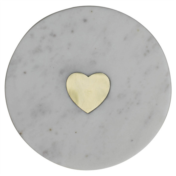 Heart Inlay Marble Serving Tray